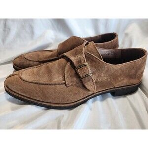 ALAN PAYNE Basel Suede Monk Strap Single Buckle Tan Men Dress Shoes Sz 12 Turkey